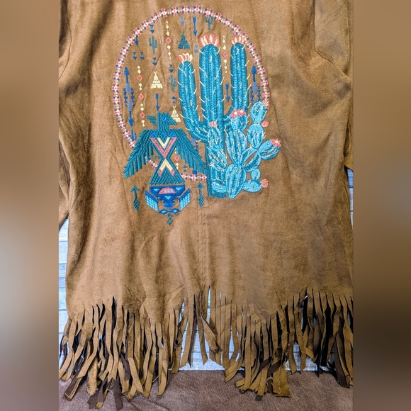 Savanna Jane Brown Fringe Jacket with Embroidered Design - Picture 4 of 16